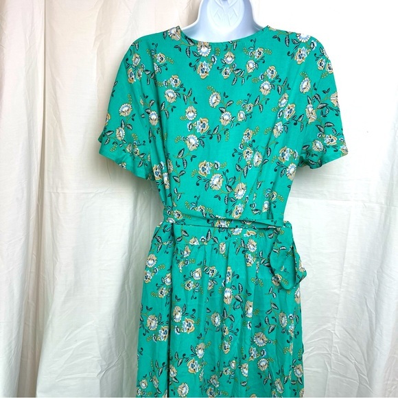 Zesica Teal Bohemian Floral Maxi Wrap Summer‎ Dress RuffleBottom Rayon Sz.Large - Picture 7 of 14